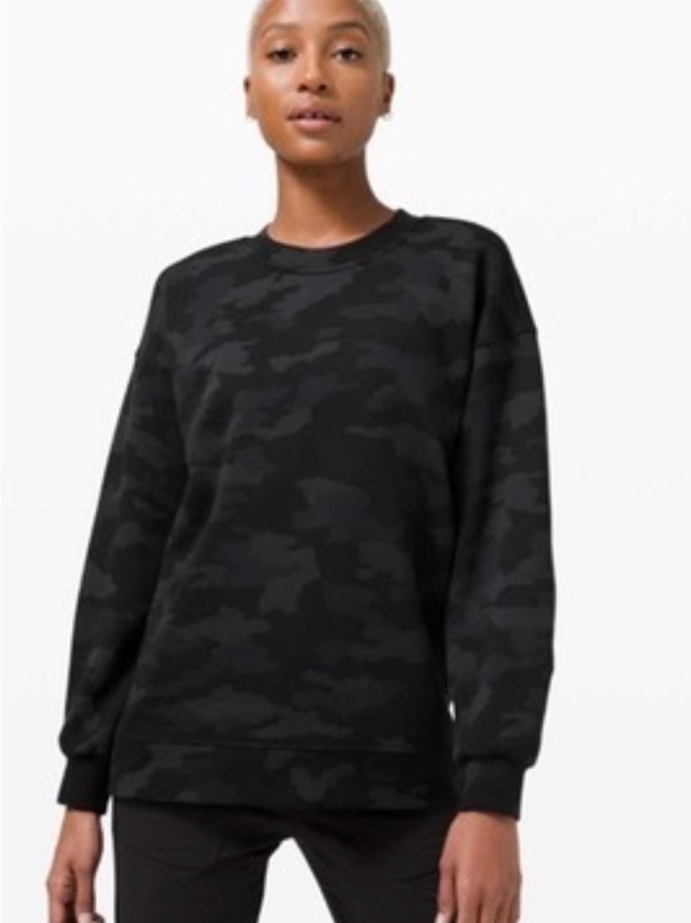 Lululemon Perfectly Oversized Black Camo Crewneck Sweatshirt - Women Size 10?